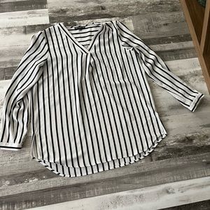Women’s White and Black Striped Blouse